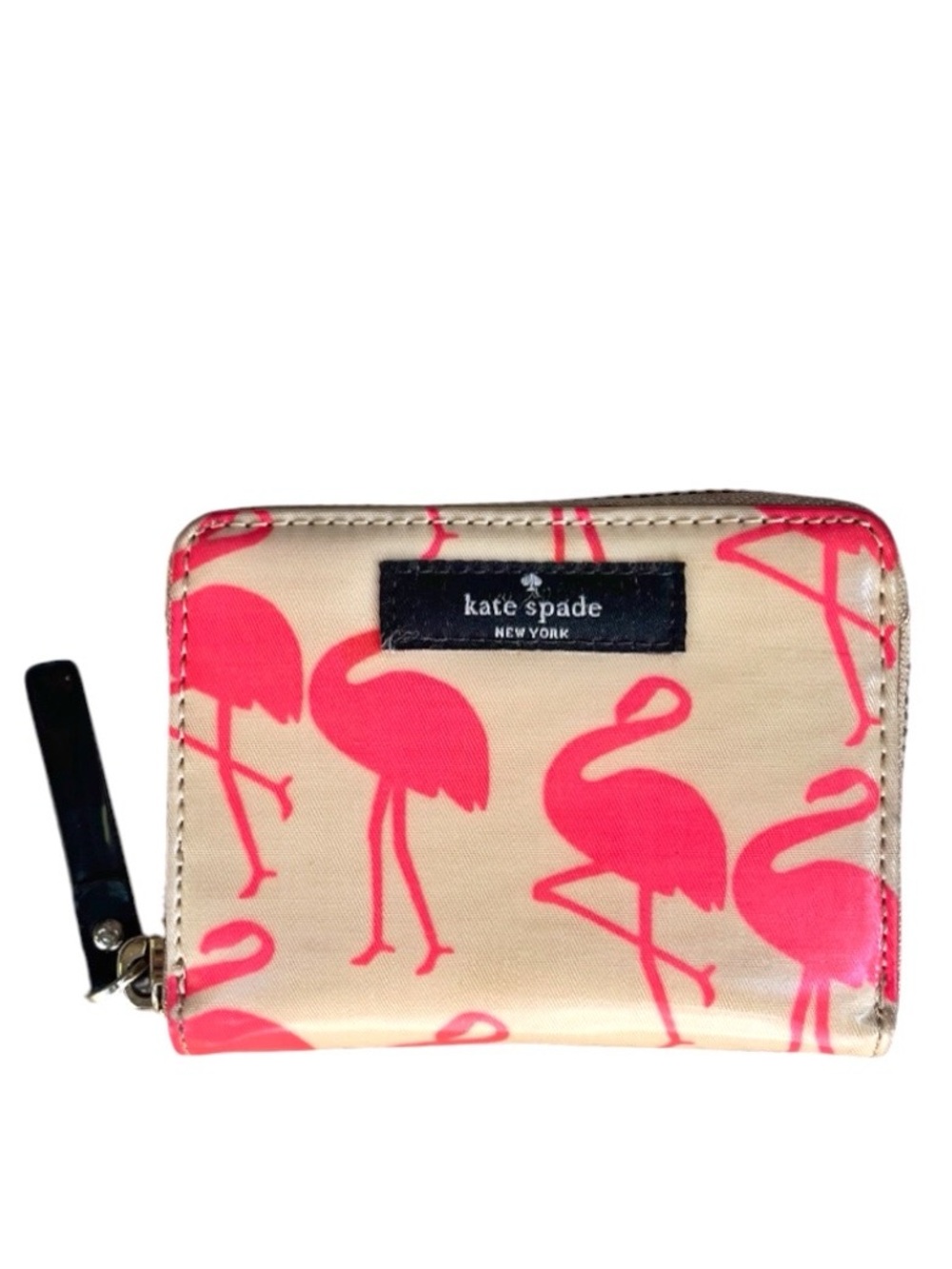 RARE Kate Spade NY Neon Pink Flamingo Zip-Around Wallet